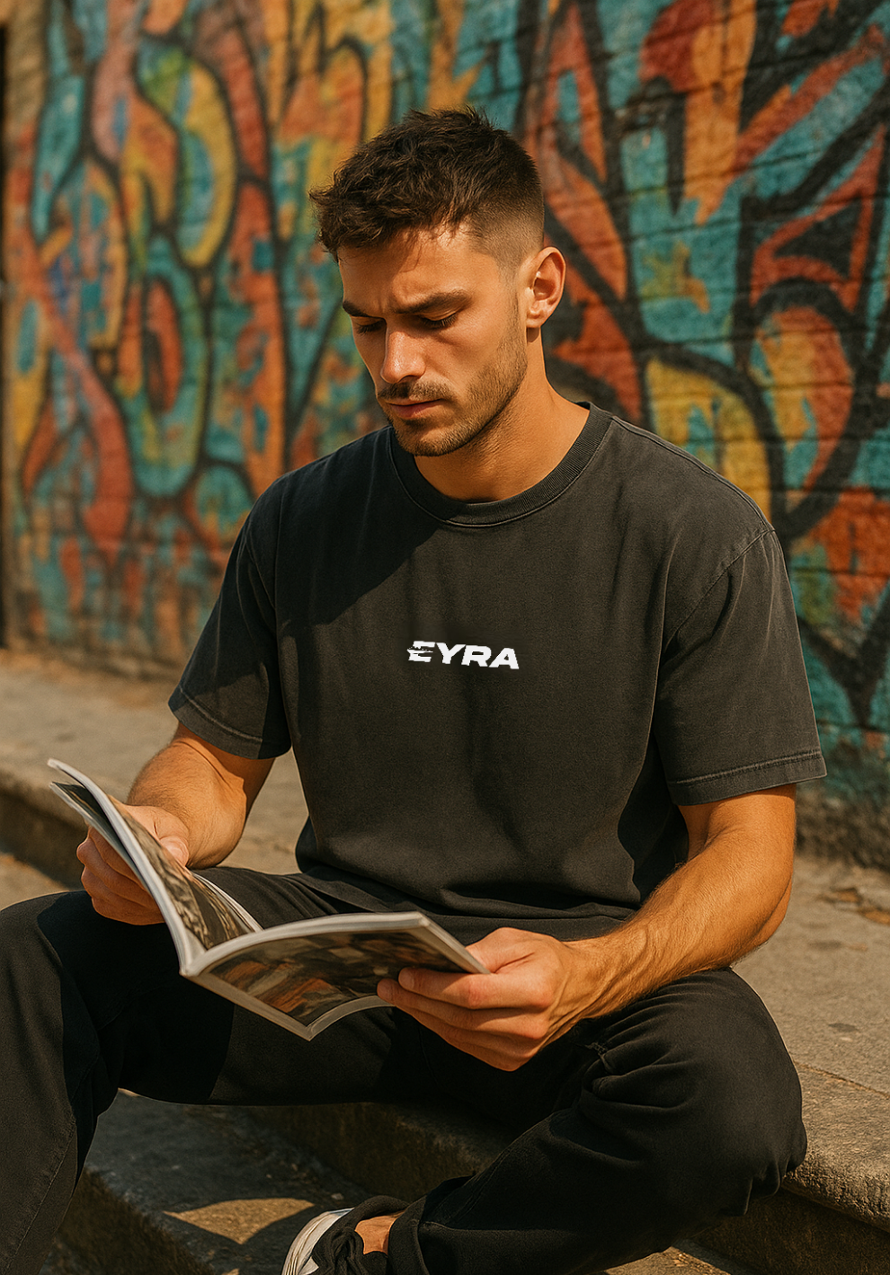 Faded Heavy T Shirt - Black